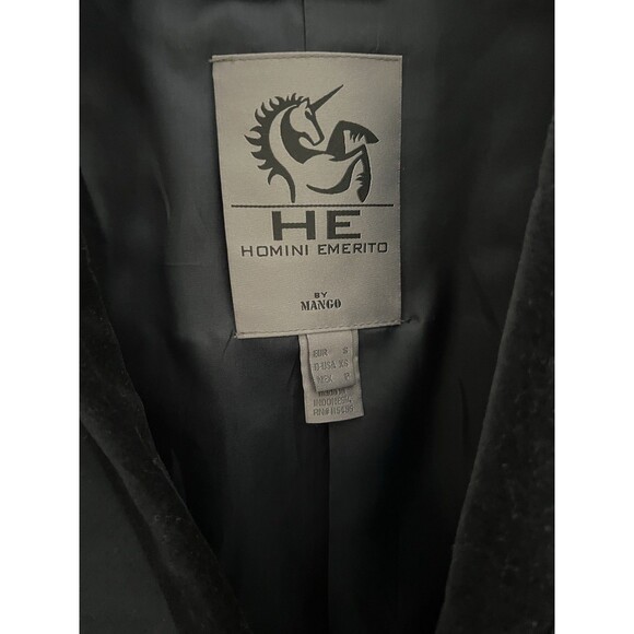 HE Homini Emerito by Mango Dark Blue Velvet Blazer 100% Cotton US/ XS - Picture 3 of 14